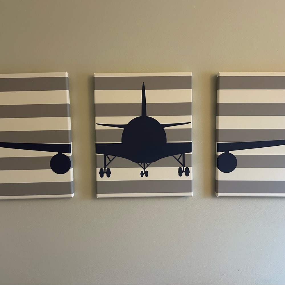 3 panel canvas airplane
